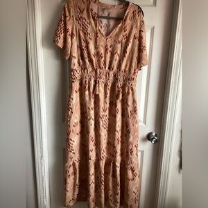 Knox Rose xl Peach Printed V-Neck dress